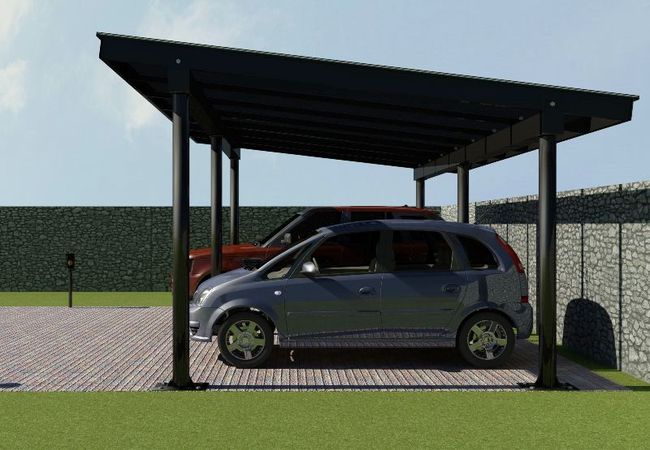 Carport in metallo e alluminio con lastre di copertura in policarbonato o vetro